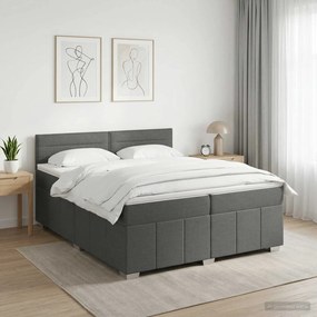 vidaXL Κρεβάτι box spring με στρώμα Σκούρο Γκρι 200 x 200 cm Ύφασμα