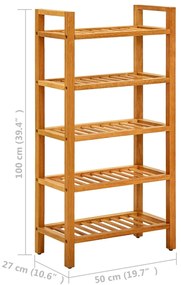 vidaXL Παπουτσοθήκη με 5 Ράφια 50 x 27 x 100 εκ. από Μασίφ Ξύλο Δρυός