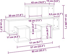 vidaXL Ράφι Τοίχου σε Σχήμα Αυτοκινήτου Λευκό 82x15x51 εκ. Επεξ. Ξύλο