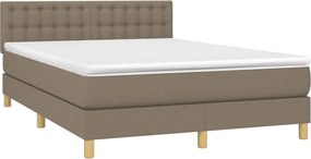 vidaXL Κρεβάτι Boxspring με Στρώμα Taupe 140x190 εκ. Υφασμάτινο