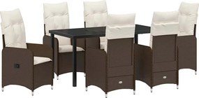 vidaXL Σέτ φαγητού για κήπο 7 pcs Καφέ συνθετικό ρατάν