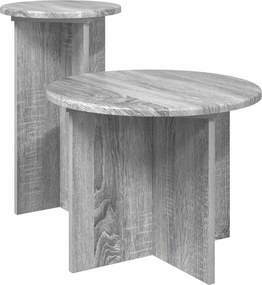 vidaXL Σετ βοηθητικά τραπεζάκια 2 τεμ. Γκρι Sonoma Ø 45 x 35 cm