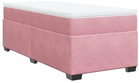 vidaXL Κρεβάτι Boxspring με Στρώμα Ροζ 90x200 εκ. Βελούδινο