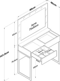 Τουαλέτα Μακιγιάζ Λευκό BUCLEVA 90x40x141.8