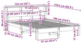 Κρεβάτι Βιβλιοθήκη Χωρίς Στρώμα 120x190 εκ Μασίφ Ξύλο Πεύκου - Λευκό