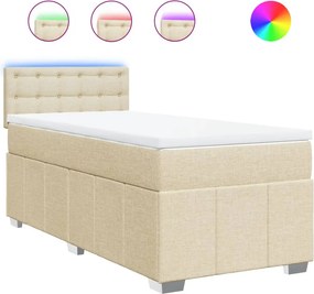 vidaXL Κρεβάτι Boxspring με Στρώμα Κρεμ 100 x 200 εκ. Υφασμάτινο