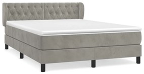 Κρεβάτι Boxspring με Στρώμα Ανοιχτό Γκρι 140x200 εκ. Βελούδινο - Γκρι