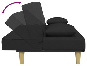 Καναπές Κρεβάτι Διθέσιος Μαύρος Ύφασμα Μαξιλάρια/Υποπόδιο - Μαύρο