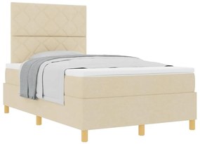 vidaXL Κρεβάτι με ελατήρια με κεφαλάρι Κρεμ 120 x 200 cm ύφασμα