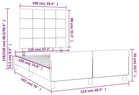 Πλαίσιο Κρεβατιού με Κεφαλάρι Μαύρο 120 x 190 εκ Ύφασμα - Μαύρο