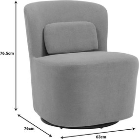 Πολυθρόνα περιστρεφόμενη Swish pakoworld μπουκλέ ύφασμα σε μπεζ απόχρωση 63x76x76.5εκ