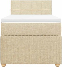 vidaXL Κρεβάτι Boxspring με Στρώμα Κρεμ 90x200 εκ.Υφασμάτινο