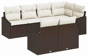 vidaXL Σετ Καναπέ Κήπου 7 pcs Καφέ Πολυ ράταν