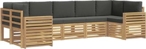 vidaXL Σειρά Καναπέ Εξωτερικού 7 pcs Άσπρο και Ανθρακί