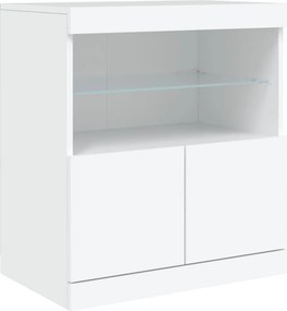vidaXL Μπουφές με Φώτα LED Λευκός 60 x 37 x 67 εκ.