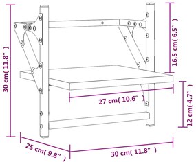 Ράφια Τοίχου με Μπάρα 2 τεμ. Καπνιστή Δρυς 30x25x30 εκ. - Καφέ