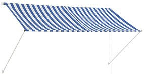 vidaXL Τέντα Συρόμενη Μπλε / Λευκό 250 x 150 εκ.