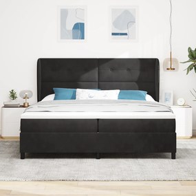 vidaXL κρεβάτι με στρώμα Box Spring  Μαύρο 200x200 εκ Βελούδο