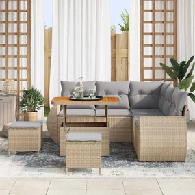 vidaXL Σετ Καναπέ Κήπου 8 pcs Μπεζ συνθετικό ρατάν