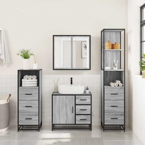 vidaXL Σετ Επίπλων Μπάνιου 4 Τεμαχίων Γκρι Sonoma Επεξεργασμένο Ξύλο