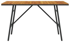 vidaXL Τραπέζι Τραπεζαρίας - Μαύρο, 110x55x62 εκ, Φτιαγμένο από Μασίφ Ξύλο Ακακίας