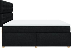 vidaXL Κρεβάτι Boxspring με Στρώμα Μαύρο 200x200 εκ. Υφασμάτινο