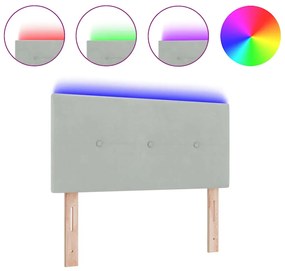vidaXL Κεφαλάρι με φώτα λωρίδας LED Ανοιχτό γκρι 100 cm Βελούδο
