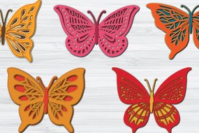 Intra απο ξύλο plywood 3mm-4mm πάχος Τρισδιάστατο Cut Paper Butterfly V.2 Δίασταση 1200x1200 cm INTRAFABR-21930150