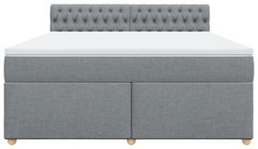 Κρεβάτι Boxspring με Στρώμα Ανοιχτό Γκρι 180x200 εκ. Υφασμάτινο - Γκρι