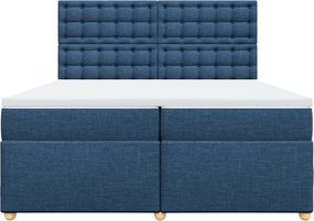 vidaXL Κρεβάτι Boxspring με Στρώμα Μπλε 200x200 εκ. Υφασμάτινο