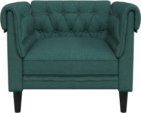 vidaXL Πολυθρόνα Chesterfield Σκούρο Πράσινο Υφασμάτινη