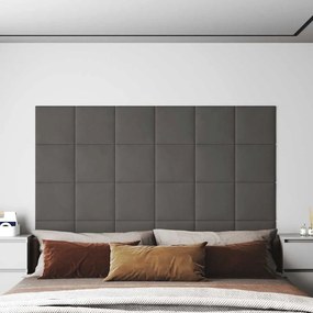vidaXL Πάνελ Τοίχου 12 τεμ. Σκούρο γκρι 30x30 εκ. 1,08 μ² Βελούδο