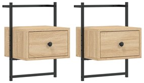 vidaXL Κομοδίνα Επιτοίχια 2 τεμ. Sonoma Δρυς 35x30x51 εκ Επεξεργ. Ξύλο