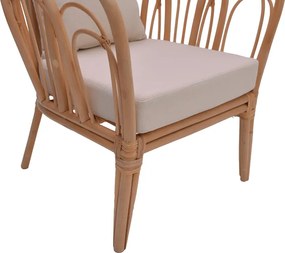 Πολυθρόνα Tania pakoworld φυσικό rattan-λευκό μαξιλάρι 76x76x76εκ