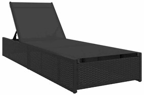 vidaXL Καρέκλα Ήλιου Μαύρη 60 x 200 x 27 cm Πολυ Ρατάν