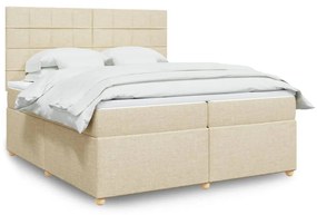 vidaXL Κρεβάτι Boxspring με Στρώμα Κρεμ 200x200 εκ. Υφασμάτινο