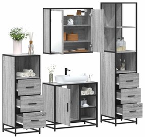 vidaXL Σετ Επίπλων Μπάνιου 4 Τεμαχίων Γκρι Sonoma Επεξεργασμένο Ξύλο