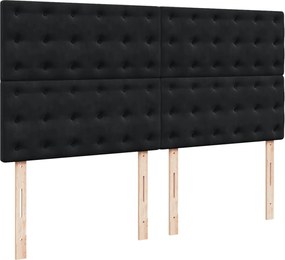 vidaXL Κρεβάτι Boxspring με Στρώμα Μαύρο 180x200 εκ. Βελούδινο