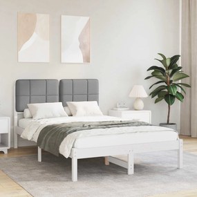 vidaXL Σκελετός Κρεβατιού με Επενδεδυμένο Κεφαλάρι Ανοιχτό γκρι