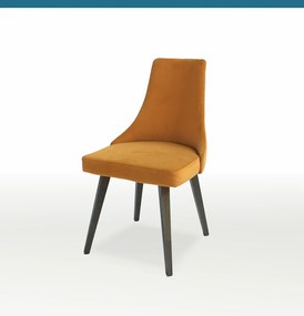 Ξύλινη-βελούδινη καρέκλα Million πορτοκαλί-καφέ 91x48,5x48,5x44,5cm, FAN1234