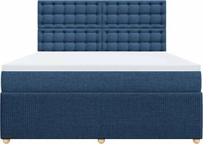 vidaXL Κρεβάτι Boxspring με Στρώμα Μπλε 180x200 εκ. Υφασμάτινο