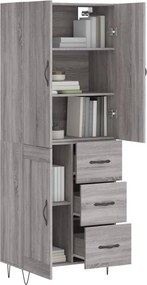 vidaXL Ντουλάπι Γκρι Sonoma 69,5 x 34 x 180 εκ. Επεξεργασμένο Ξύλο