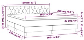 Κρεβάτι Boxspring με Στρώμα &amp; LED Σκ. Γκρι 160x200εκ. Βελούδινο - Γκρι