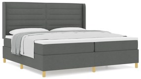 vidaXL Κρεβάτι Box Spring με Στρώμα  Σκούρο Γκρι 200x200 εκ. Υφάσματος
