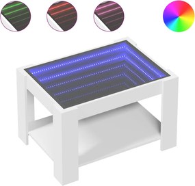 vidaXL Τραπεζάκι Σαλονιού με LED Λευκό 73x53x45 εκ. Επεξεργασμένο Ξύλο