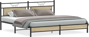 vidaXL Σκελετός Κρεβ. Χωρίς Στρώμα Sonoma Δρυς 193x201 εκ. Μεταλλικό