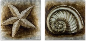Πίνακες σε καμβά "Starfish - Shell" Megapap 2 τμχ. ψηφιακής εκτύπωσης 103x50x3εκ.