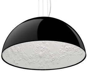 01151 GloboStar® SERENIA 01151 Μοντέρνο Κρεμαστό Φωτιστικό Καμπάνα Μονόφωτο 1 x E27 IP20 Μαύρο & Άσπρο Γύψο - Μ40 x Π40 x Υ20cm
