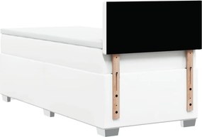 vidaXL Κρεβάτι Boxspring με Στρώμα Λευκό 100x200εκ.από Συνθετικό Δέρμα