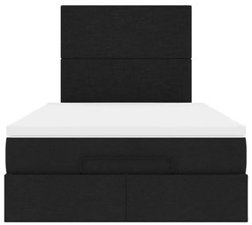 vidaXL Οθωμανικό κρεβάτι με στρώμα Μαύρο 120x190 cm Ύφασμα